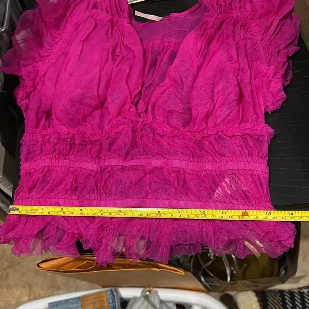 Free People Pink Ruffled Top - Picture 9 of 9
